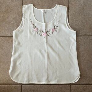 Vintage Pink and White Floral Blouse